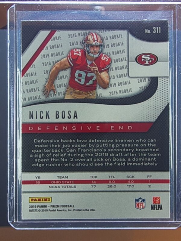 2019 Panini Prizm Nick Bosa RC #311 49ers - Image 3