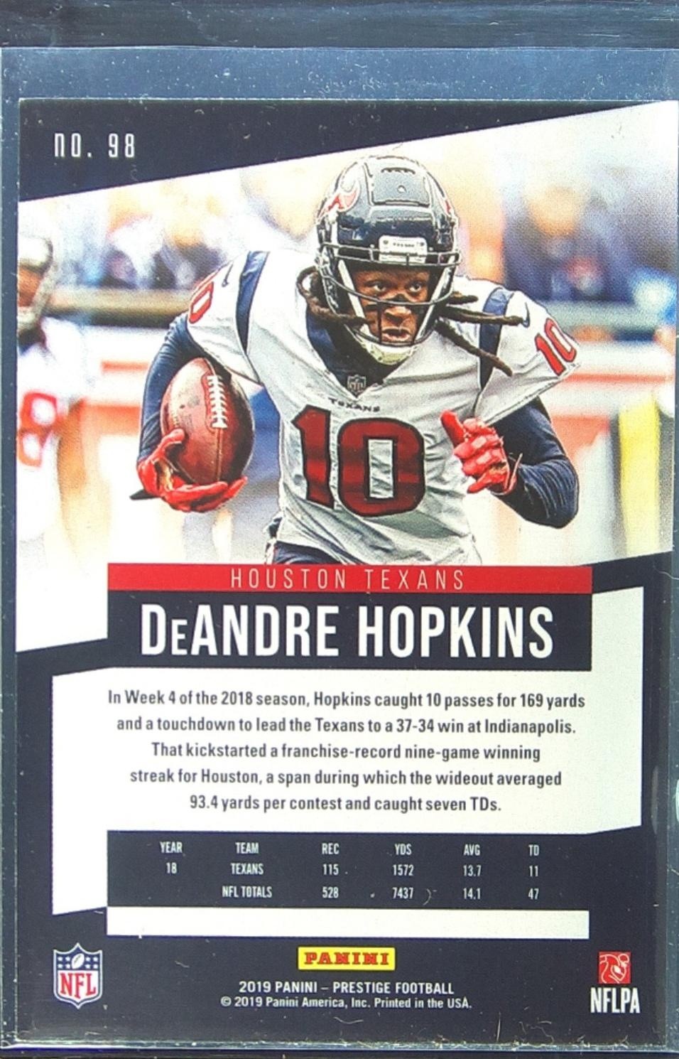 2019 Prestige DeAndre Hopkins Xtra Points Green #98 Texans - Image 3