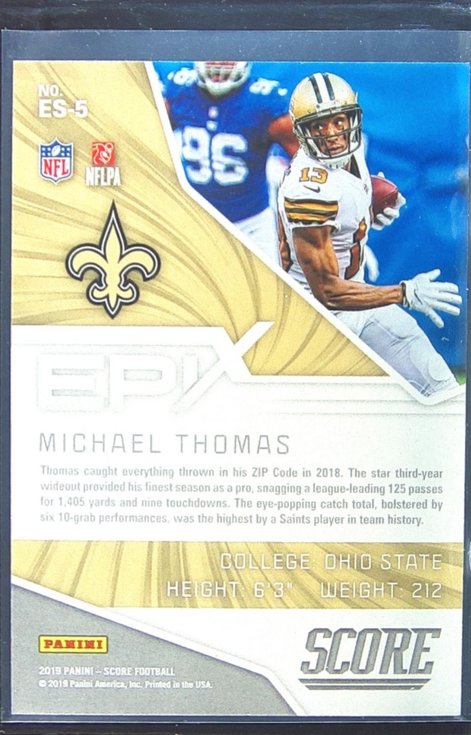 2019 Score Michael Thomas #ES-5 Saints Epix Season - Image 3
