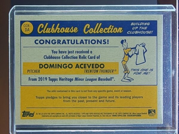 2019 Topps Heritage Minor League Domingo Acevedo SN99 MEM #CCR-DA Thunder Clubho - Image 3