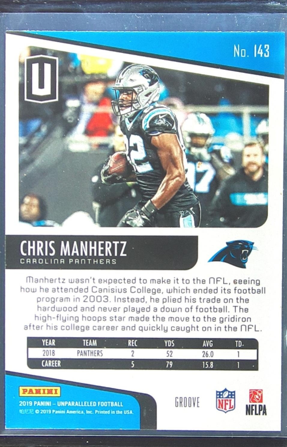 2019 Unparalleled Chris Manhertz Groove RC #143 Panthers - Image 3