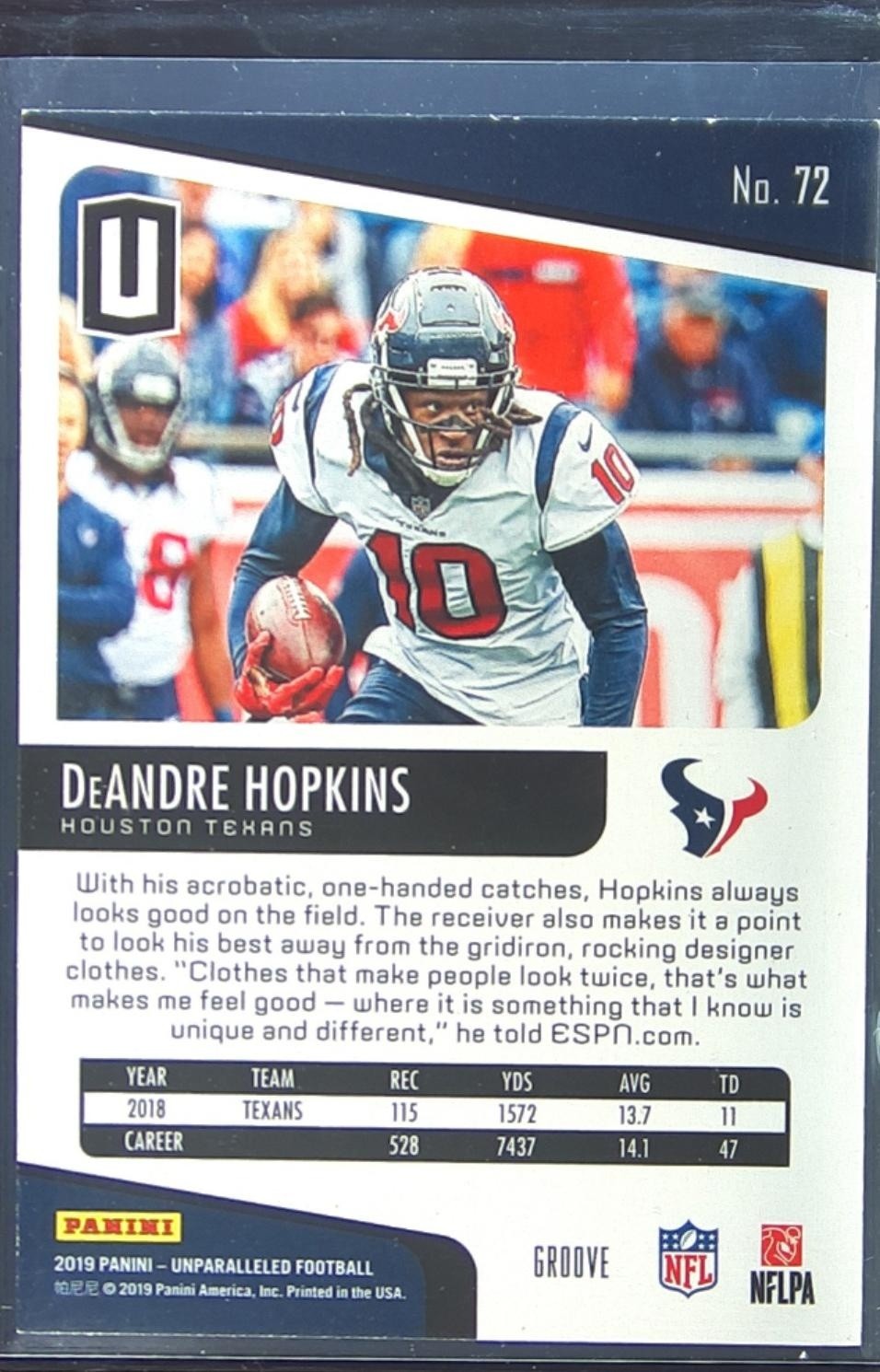 2019 Unparalleled DeAndre Hopkins Groove #72 Texans - Image 3