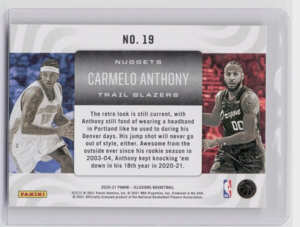 2020-21 Panini Illusions Carmelo Anthony Career Lineage #19 Blazers Nuggets - Image 3