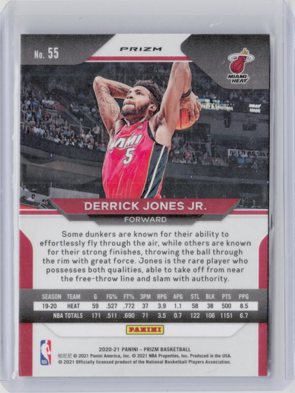 2020-21 Panini Prizm Derrick Jones Jr. Silver Prizms #55 Heat - Image 3