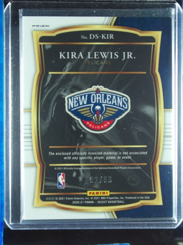 2020-21 Panini Select Kira Lewis Jr. SN99 MEM #DS-KIR Pelicans Draft Selections - Image 3