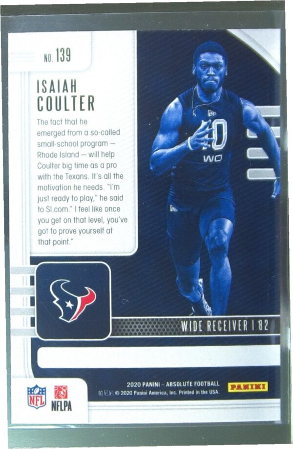 2020 Absolute Isaiah Coulter Retail RC #139 Texans - Image 3