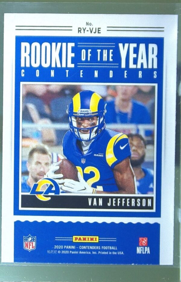 2020 Contenders Van Jefferson RC #RY-VJE Rams Rookie of the Year Contenders Ruby - Image 3