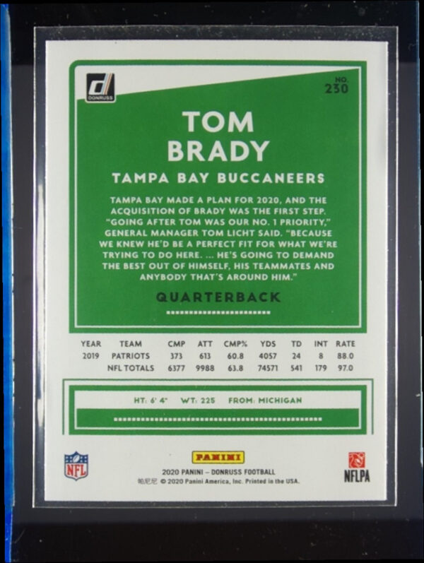2020 Donruss Tom Brady #230 Buccaneers - Image 3