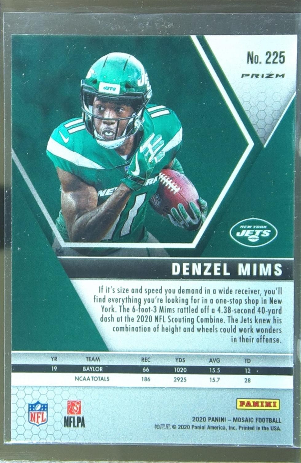 2020 Mosaic Denzel Mims Prizm Camo Pink RC #225 Jets - Image 3