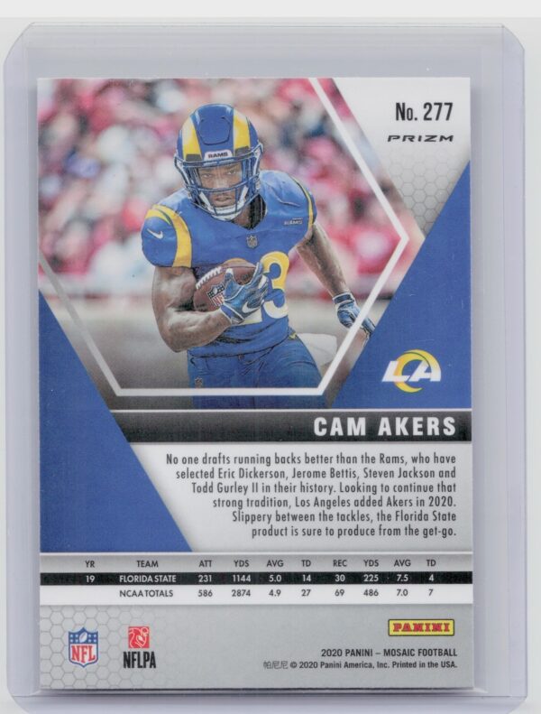 2020 Panini Mosaic Cam Akers Prizm #277 Rams - Image 3