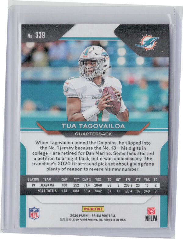 2020 Panini Prizm Tua Tagovailoa #339 Dolphins - Image 3