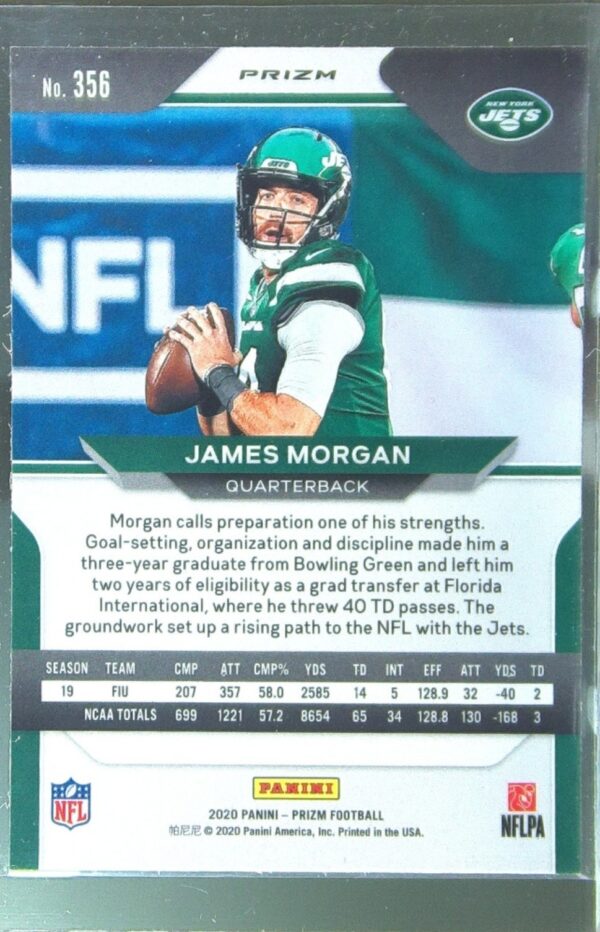 2020 Prizm James Morgan Prizm Orange Disco RC #356 Jets - Image 3