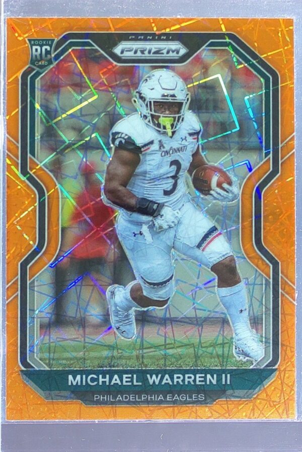 2020 Prizm Michael Warren II Prizm Orange Lazer RC #345 Eagles