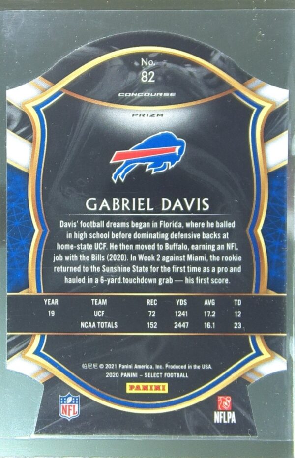 2020 Select Gabriel Davis Red Prizm Die Cut RC #82 Bills - Image 3