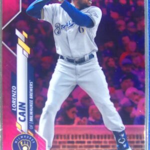 2020 Topps Chrome Lorenzo Cain Pink Refractor #153 Brewers