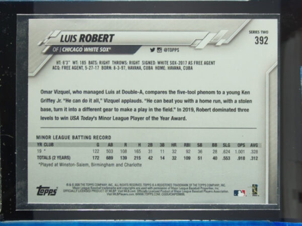 2020 Topps Luis Robert RC #392 Sox - Image 3