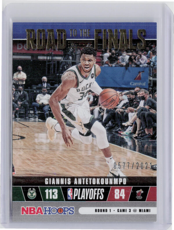 2021-22 Hoops Giannis Antetokounmpo SN2021 #17 Bucks Road to the Finals First Ro