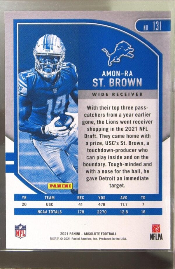 2021 Absolute Amon-Ra St. Brown Retail RC #131 Lions - Image 3