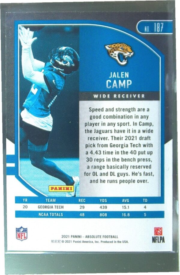 2021 Absolute Jalen Camp Retail  RC #187 Jaguars - Image 3