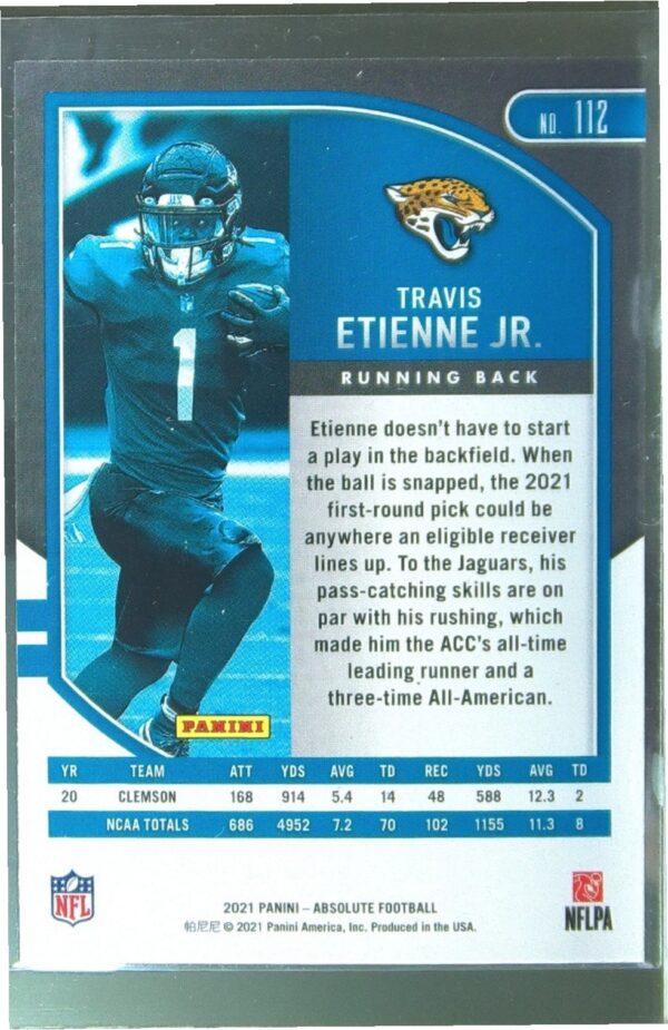 2021 Absolute Travis Etienne Jr. Retail RC #112 Jaguars - Image 3