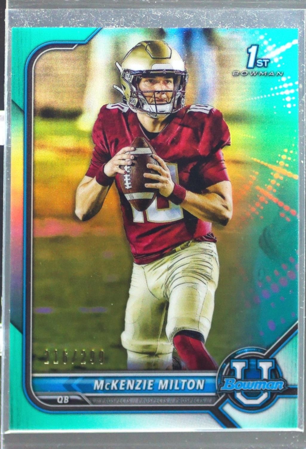 2021 Bowman University McKenzie Milton Chrome Aqua /299 #13 Seminoles