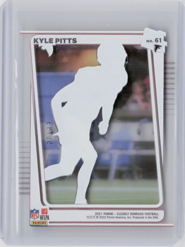 2021 Clearly Donruss Kyle Pitts Blue SN99 #61 Falcons - Image 3