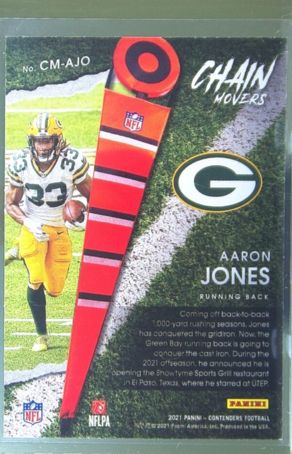 2021 Contenders Aaron Jones #CM-AJO Packers Chain Movers Emerald - Image 3