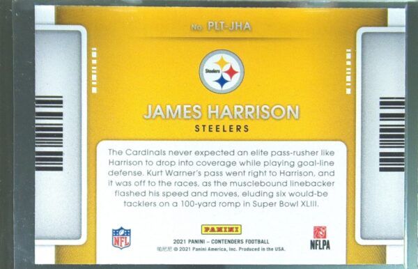 2021 Contenders James Harrison #PLT-JHA Steelers Playoff Tickets - Image 3