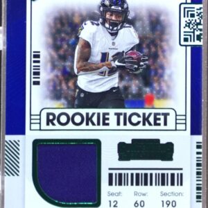 2021 Contenders Rashod Bateman RC JSY #RTS-RBA Ravens Rookie Ticket Swatches