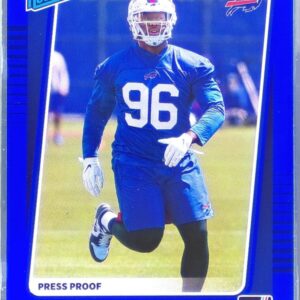 2021 Donruss Carlos "Boogie" Basham Press Proof Blue RC #306 Bills
