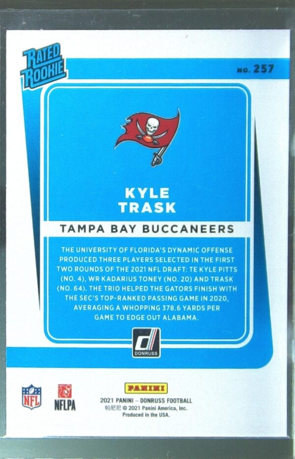 2021 Donruss Kyle Trask RC #257 Buccaneers - Image 3