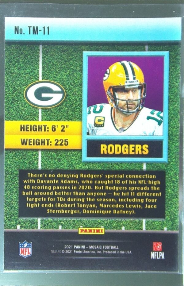 2021 Mosaic Aaron Rodgers #TM-11 Packers Touchdown Masters Mosaic Big Head - Image 3