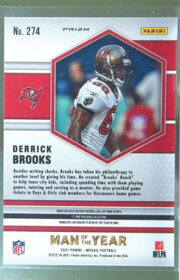 2021 Mosaic Derrick Brooks Prizm Silver #274 Buccaneers - Image 3