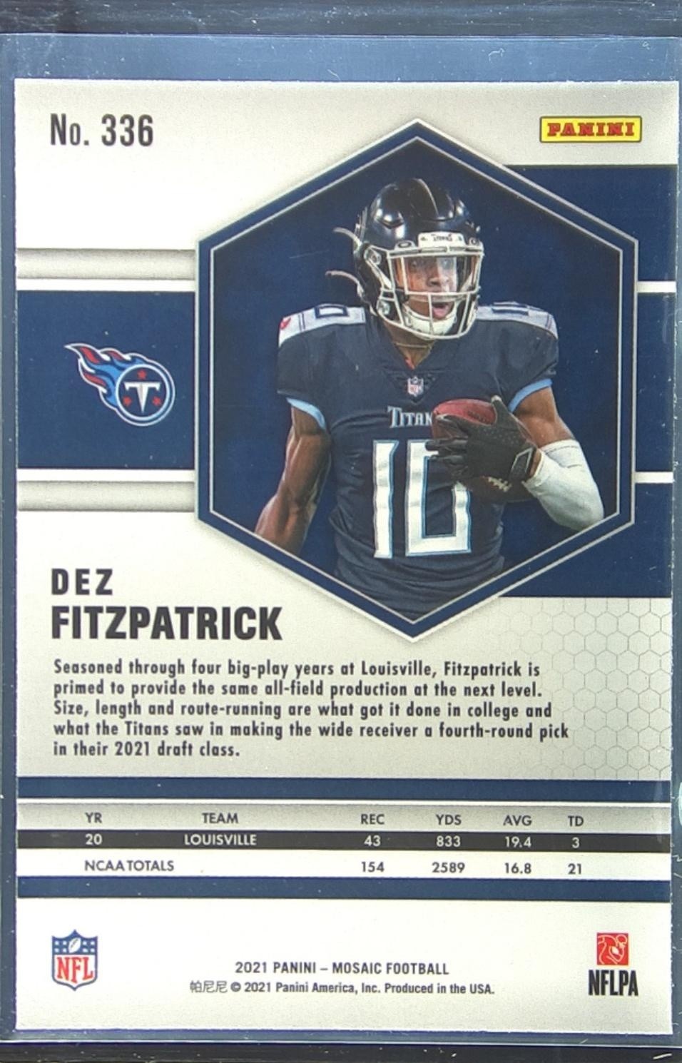 2021 Mosaic Dez Fitzpatrick RC #336 Titans - Image 3