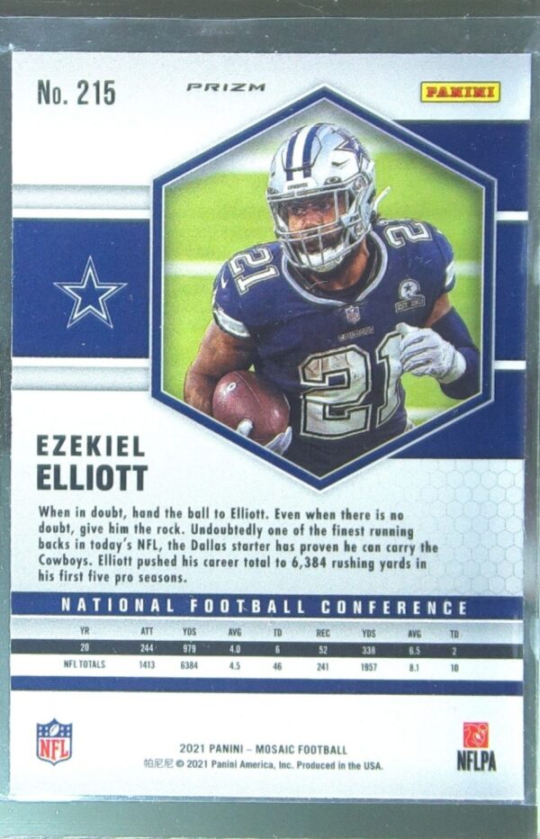 2021 Mosaic Ezekiel Elliott Prizm Reactive Orange #215 Cowboys - Image 3