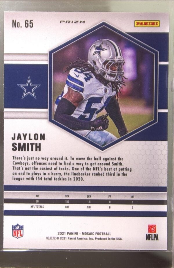 2021 Mosaic Jaylon Smith Prizm Camo Pink #65 Cowboys - Image 3