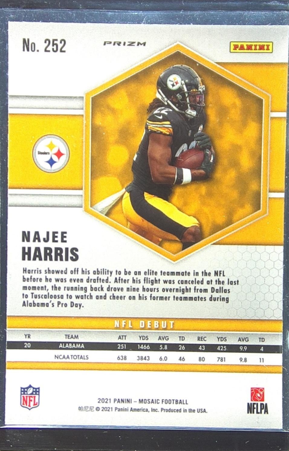 2021 Mosaic Najee Harris Prizm Reactive Blue RC #252 Steelers - Image 3