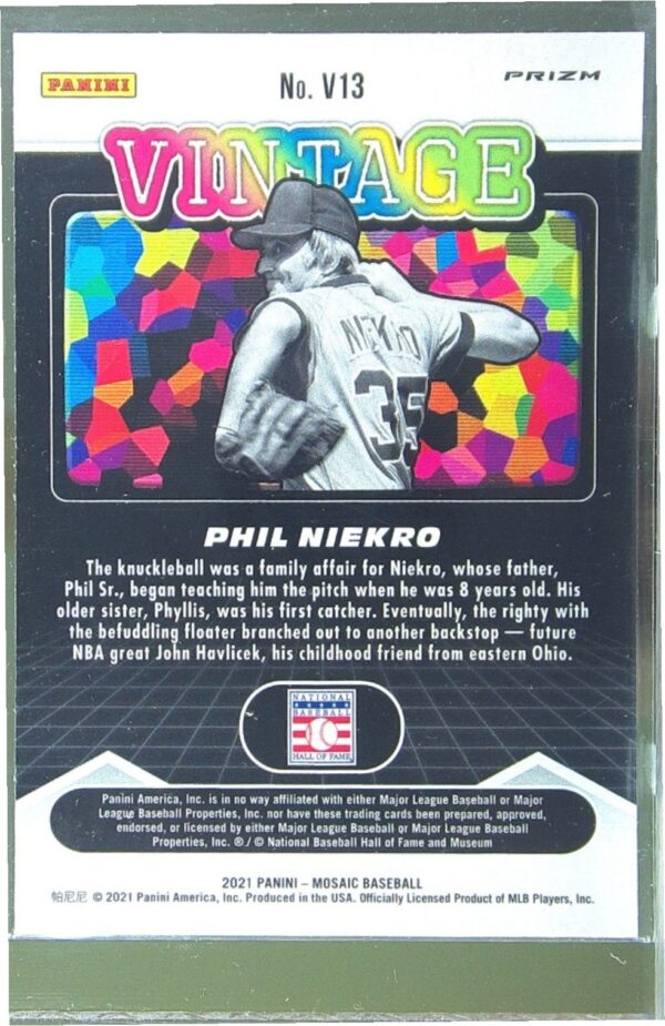 2021 Mosaic Phil Niekro #V13 Braves Vintage Mosaic - Image 3