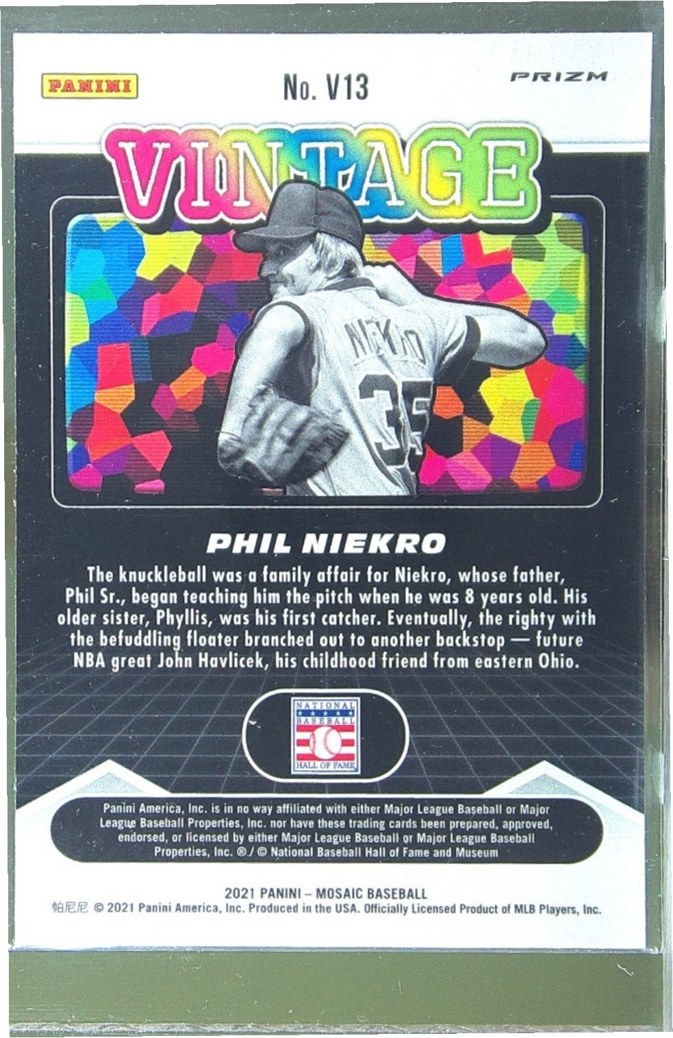 2021 Mosaic Phil Niekro #V13 Braves Vintage Mosaic - Image 3