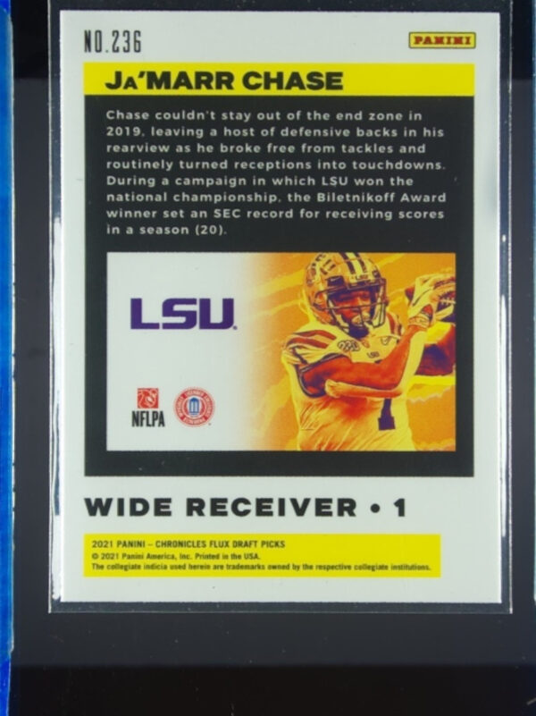 2021 Panini Chronicles Draft Picks Ja'Marr Chase #236 Tigers - Image 3