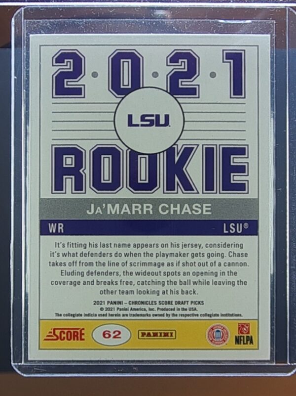 2021 Panini Chronicles Draft Picks Ja'Marr Chase #62 Tigers - Image 3