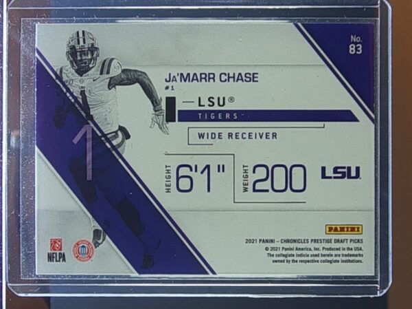 2021 Panini Chronicles Draft Picks Ja'Marr Chase Bronze #83 Tigers - Image 3