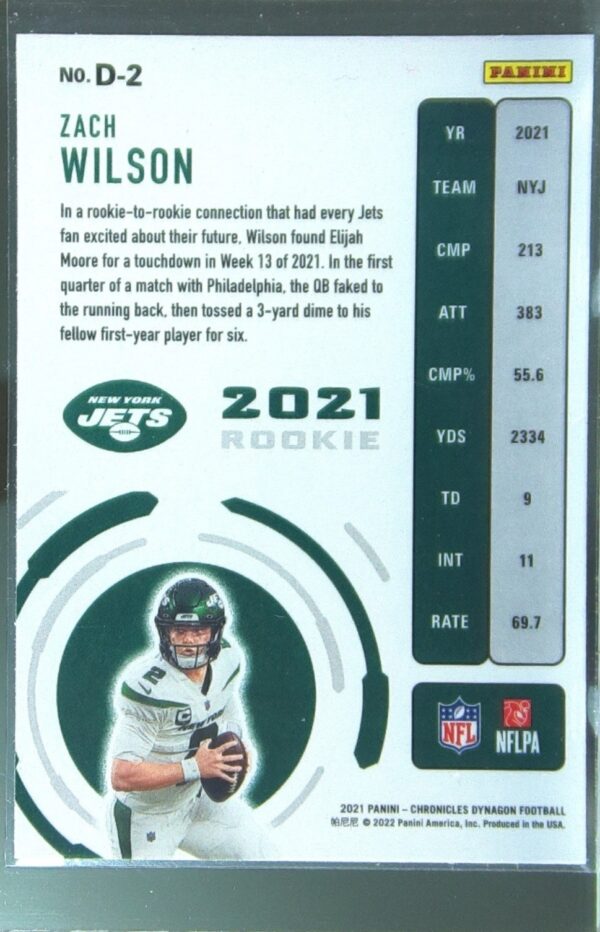2021 Panini Chronicles Zach Wilson RC #D-2 Jets Dynagon Rookies - Image 3