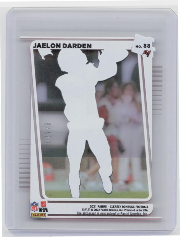 2021 Panini Clearly Donruss Jaelon Darden Rated Rookie Auto /49 #88 Buccaneers - Image 3