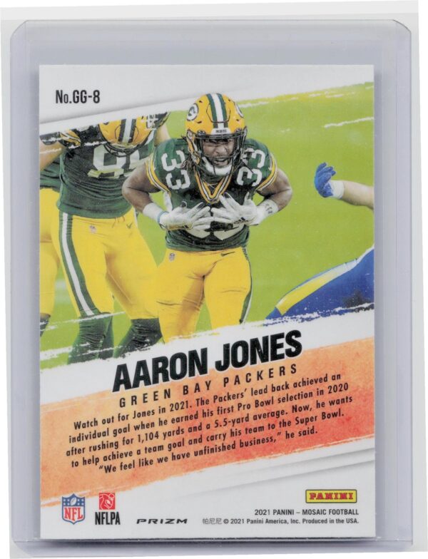 2021 Panini Mosaic Aaron Jones #GG-8 Packers Got Game? Mosaic Green - Image 3