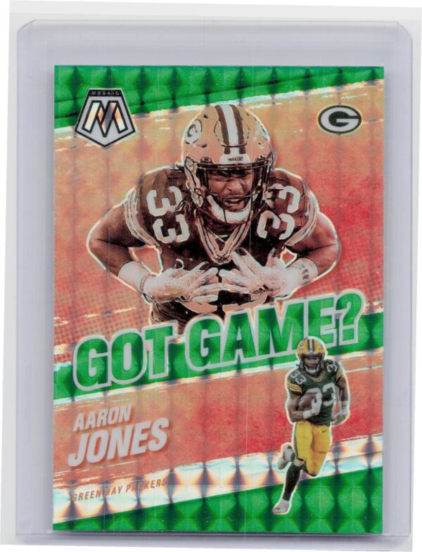 2021 Panini Mosaic Aaron Jones #GG-8 Packers Got Game? Mosaic Green