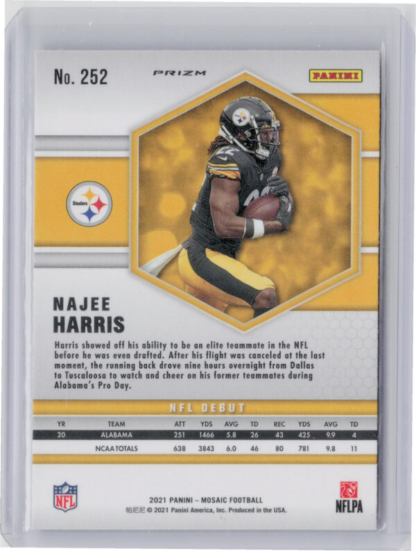 2021 Panini Mosaic Najee Harris Prizm Reactive Orange #252 Steelers - Image 3