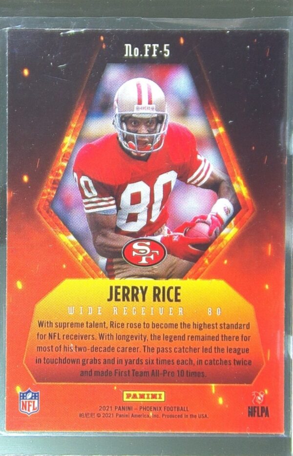 2021 Panini Phoenix Jerry Rice #FF-5 49ers Fire Forged - Image 3