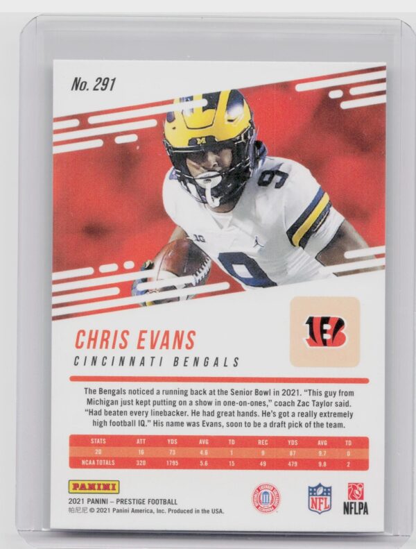 2021 Panini Prestige Chris Evans Xtra Points Sunburst #291 Bengals - Image 3