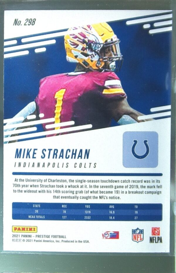 2021 Panini Prestige Mike Strachan RC #298 Colts - Image 3